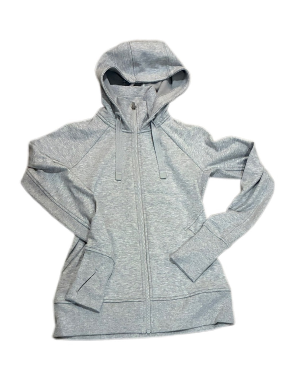 Athleta Light Gray Full-Zip Hooded Jacket